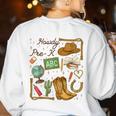 Retro Howdy Pre-K Back To School Western Teacher Women's Sweatshirt Back Print White Retro Howdy Pre-K Back To School Western Teacher Women's Sweatshirt Back Print White