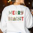 Retro Merry Teacher Bright Students Christmas Teacher Women's Sweatshirt Back Print White Retro Merry Teacher Bright Students Christmas Teacher Women's Sweatshirt Back Print White