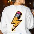 Retro Pencil Pencil Back To School Teacher Student Women's Sweatshirt Back Print White Retro Pencil Pencil Back To School Teacher Student Women's Sweatshirt Back Print White