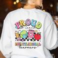 Retro Proud To Teach Multilingual Learners English Teacher Women's Sweatshirt Back Print White