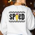 Retro SPED Teacher Pencil Lightning Bolt Back To School Women's Sweatshirt Back Print White