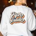 Retro Sunset Fifth Grade Teacher & Student Back To School Women's Sweatshirt Back Print White Retro Sunset Fifth Grade Teacher & Student Back To School Women's Sweatshirt Back Print White
