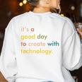 Retro Technology Teacher Shirt Tech Teacher Women's Sweatshirt Back Print White
