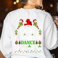 Santa's Favorite Dance Teacher Shirt Christmas Pajama Women's Sweatshirt Back Print White