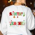 Santas Favorite Teacher Christmas Matching Xmas Men Women Women's Sweatshirt Back Print White Santas Favorite Teacher Christmas Matching Xmas Men Women Women's Sweatshirt Back Print White