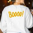 Scary Key Signature Boo Music Halloween Musician Teacher Men Women Women's Sweatshirt Back Print White