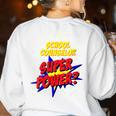 School Counselor Teacher Superhero Superpower Comic Book Women's Sweatshirt Back Print White