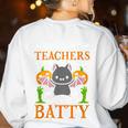 School Teacher A Bit Batty Teaching Bat Halloween Costume Women's Sweatshirt Back Print White School Teacher A Bit Batty Teaching Bat Halloween Costume Women's Sweatshirt Back Print White
