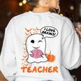 Science Teacher Cute Ghost Halloween Teacher Men Women Women's Sweatshirt Back Print White Science Teacher Cute Ghost Halloween Teacher Men Women Women's Sweatshirt Back Print White