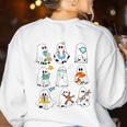 Science Teacher Ghost Laboratory Halloween Teacher Women's Sweatshirt Back Print White Science Teacher Ghost Laboratory Halloween Teacher Women's Sweatshirt Back Print White