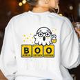 Science Teacher Halloween Elements Of Surprise Chemistry Women's Sweatshirt Back Print White
