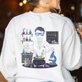 Science Teacher Halloween Skeleton Scientist Chemistry Women's Sweatshirt Back Print White Science Teacher Halloween Skeleton Scientist Chemistry Women's Sweatshirt Back Print White