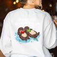 Sea Otter Book Reading Shirt For Bookworm Teachers Women's Sweatshirt Back Print White