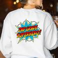 Second Grade Superhero Teacher Student 2nd Grade Comic Retro Women's Sweatshirt Back Print White