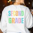 Second Grade Team Heart Teacher Student Back To School Girls Women's Sweatshirt Back Print White