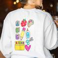 She Works Willingly With Her Hands Proverbs Daycare Teacher Men Women Women's Sweatshirt Back Print White
