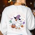 Silly Goose Spooky Teacher Club Halloween Witch Ghost Women's Sweatshirt Back Print White