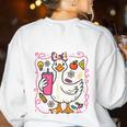 Silly Goose Teacher Club Animal Lover Groovy Teacher Women's Sweatshirt Back Print White
