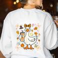 Silly Goose Teachers Club Cozy Fall Teacher Women's Sweatshirt Back Print White
