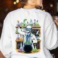 Skeleton Mad Scientist Halloween Costume Science Teacher Women's Sweatshirt Back Print White Skeleton Mad Scientist Halloween Costume Science Teacher Women's Sweatshirt Back Print White
