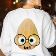 The Smart Seed Good Egg Teacher Halloween Costume Food Group Women's Sweatshirt Back Print White