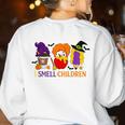 I Smell Children Witch Teacher Halloween Trick Or Teach Women's Sweatshirt Back Print White I Smell Children Witch Teacher Halloween Trick Or Teach Women's Sweatshirt Back Print White