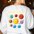 Solar System Cute Face Planets Space Science Teacher School Women's Sweatshirt Back Print White Solar System Cute Face Planets Space Science Teacher School Women's Sweatshirt Back Print White