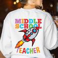 Space Middle School Teacher Back To School Men Women Kids Women's Sweatshirt Back Print White