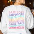 Sped Caffeinate Advocate Laminate Educate Teacher Women's Sweatshirt Back Print White Sped Caffeinate Advocate Laminate Educate Teacher Women's Sweatshirt Back Print White