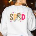 Sped Teacher Halloween Ghost Special Education Preppy Fall Women's Sweatshirt Back Print White Sped Teacher Halloween Ghost Special Education Preppy Fall Women's Sweatshirt Back Print White