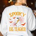 Spooky ESL Teacher Ghost Halloween School Women Women's Sweatshirt Back Print White Spooky ESL Teacher Ghost Halloween School Women Women's Sweatshirt Back Print White
