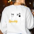 Spooky Ghost Inequalities Halloween Math Teacher Women's Sweatshirt Back Print White Spooky Ghost Inequalities Halloween Math Teacher Women's Sweatshirt Back Print White
