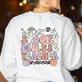 Spooky Music Teacher Halloween Music Teaching Men Women Women's Sweatshirt Back Print White