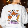 Spooky Para Crew Ghost Halloween Paraprofessional Teacher Women's Sweatshirt Back Print White
