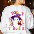 Spooky Teacher Halloween Cute Halloween Teacher Ghost Women's Sweatshirt Back Print White Spooky Teacher Halloween Cute Halloween Teacher Ghost Women's Sweatshirt Back Print White