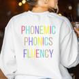 Spring Easter Reading Teacher Science Of Reading Women's Sweatshirt Back Print White Spring Easter Reading Teacher Science Of Reading Women's Sweatshirt Back Print White