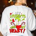 My Students Stole My Heart Teacher Holiday Merry Christmas Women's Sweatshirt Back Print White