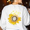 Sunflower Puzzle Pieces Autism Awareness For Mom Teacher For Women Women's Sweatshirt Back Print White