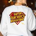 Super Teacher's Assistant Educational Superhero Women's Sweatshirt Back Print White Super Teacher's Assistant Educational Superhero Women's Sweatshirt Back Print White