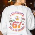 I Survived 67 Days Of School Groovy Retro Teachers Girls Women's Sweatshirt Back Print White