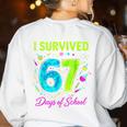 I Survived 67 Days Of School 67 Meme Science Teacher Women's Sweatshirt Back Print White I Survived 67 Days Of School 67 Meme Science Teacher Women's Sweatshirt Back Print White