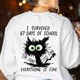 I Survived 67 Days Of School Teachers Students Humor Women's Sweatshirt Back Print White I Survived 67 Days Of School Teachers Students Humor Women's Sweatshirt Back Print White