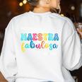 Sustantivo Maestra Fabulosa Adjetivo Spanish Teacher Women's Sweatshirt Back Print White Sustantivo Maestra Fabulosa Adjetivo Spanish Teacher Women's Sweatshirt Back Print White