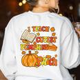 I Teach The Coolest Pumpkins In The Patch Teacher Halloween Women's Sweatshirt Back Print White