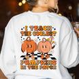 I Teach The Coolest Pumpkins In The Patch Teacher Halloween Women's Sweatshirt Back Print White I Teach The Coolest Pumpkins In The Patch Teacher Halloween Women's Sweatshirt Back Print White