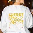 I Teach The Cutest Bees In The Beehive Teacher Women's Sweatshirt Back Print White