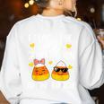 I Teach The Cutest Candy Corn In The Bunch Teacher Halloween Women's Sweatshirt Back Print White I Teach The Cutest Candy Corn In The Bunch Teacher Halloween Women's Sweatshirt Back Print White