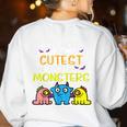 I Teach Cutest Little Monsters Halloween Teacher Men Women Women's Sweatshirt Back Print White I Teach Cutest Little Monsters Halloween Teacher Men Women Women's Sweatshirt Back Print White