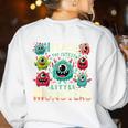 I Teach The Cutest Little Monsters Teacher Halloween Outfit Women's Sweatshirt Back Print White I Teach The Cutest Little Monsters Teacher Halloween Outfit Women's Sweatshirt Back Print White