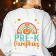 I Teach The Cutest Pre-K Pumpkin Teacher Student Halloween Women's Sweatshirt Back Print White